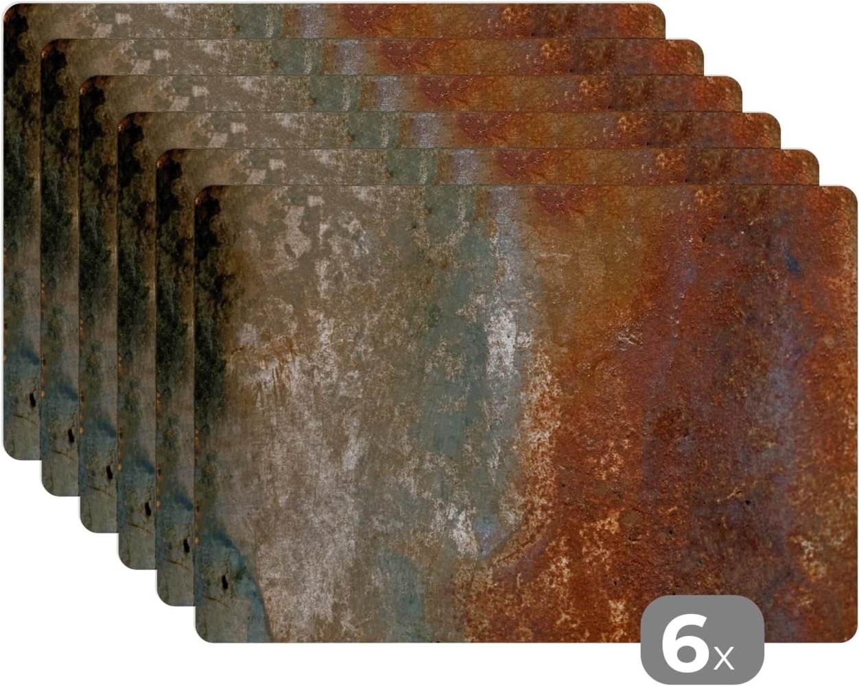 MuchoWow Platzset Stahl - Rost - Alt - Orange - Grau - Muster - Abstrakt, (6-St), Platzsets, Tischset, Abwaschbar, Tischsets, Platzdeckchen Bild 1