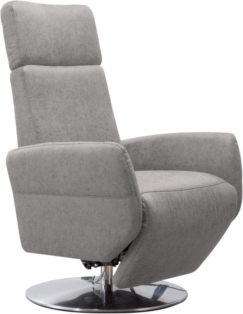 Cavadore TV-Sessel Cobra / Fernsehsessel mit Liegefunktion, Relaxfunktion / Stufenlos verstellbar / Ergonomie M / Belastbar bis 130 kg / 71 x 110 x 82 / Lederoptik Hellgrau Bild 1