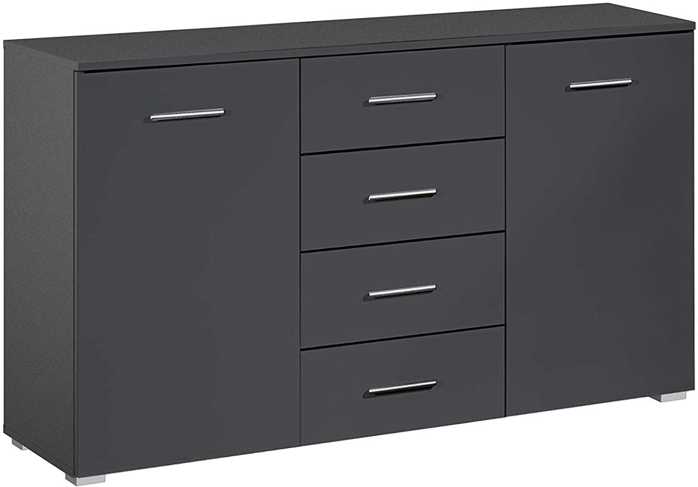 rauch Kommode FLEXX, 2-türig 4 Schubkästen, Grau metallic, 140x81x42cm Bild 1