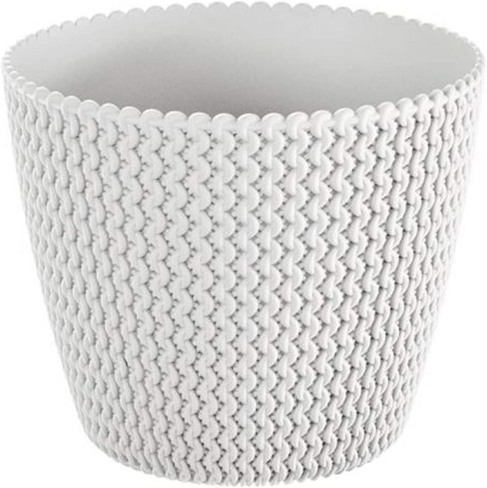 zanvic Blumentopf splofy 2, Effekt Gestrick, 26 cm, weiß, 26 x 26 x 22 cm, za547 Bild 1