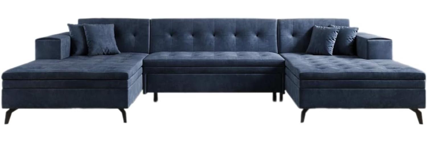 Designer Sofa Vivana mit Schlaffunktion Samt Blau Bild 1