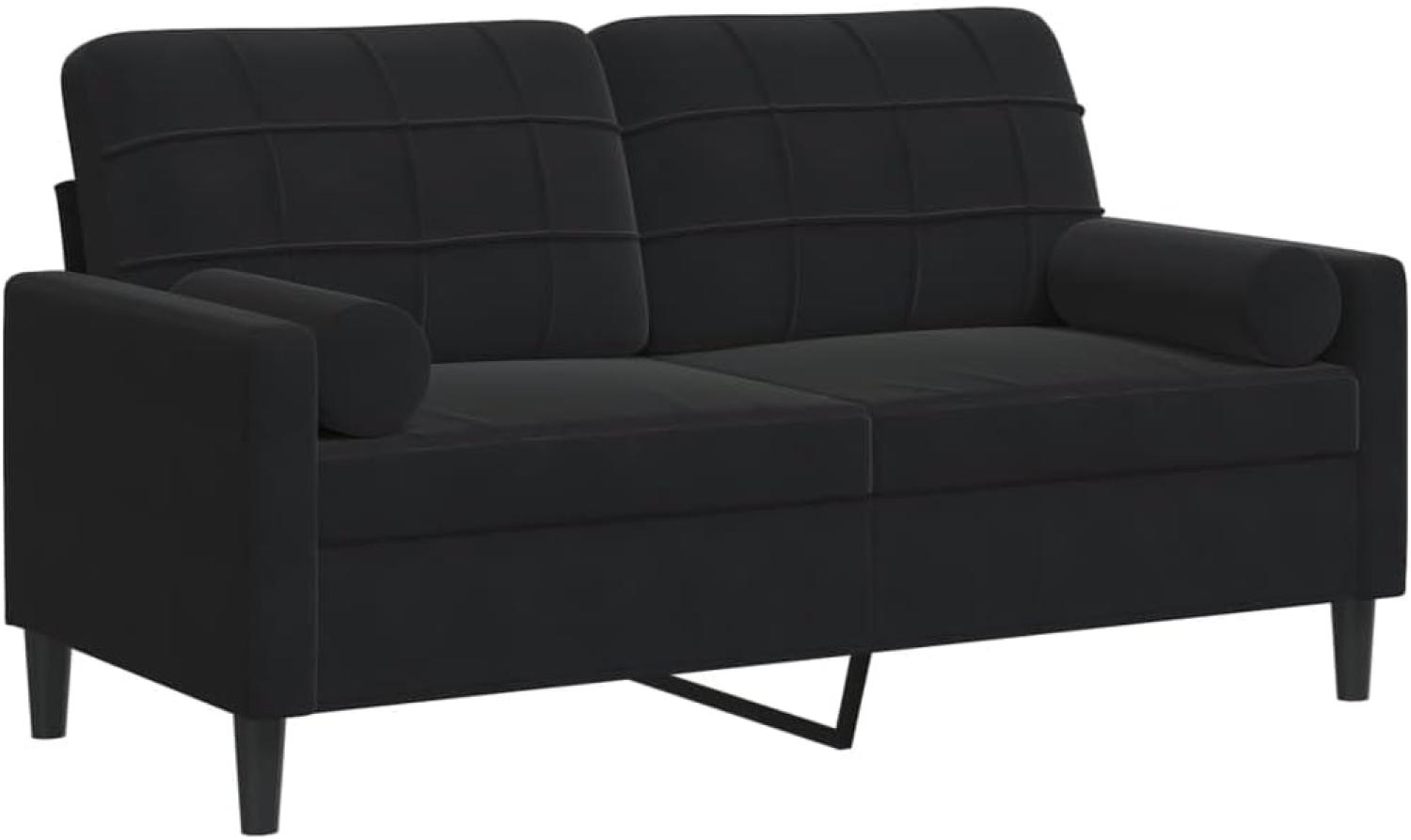 vidaXL Sofa 2-Sitzer-Sofa mit Zierkissen Schwarz 140 cm Samt Bild 1