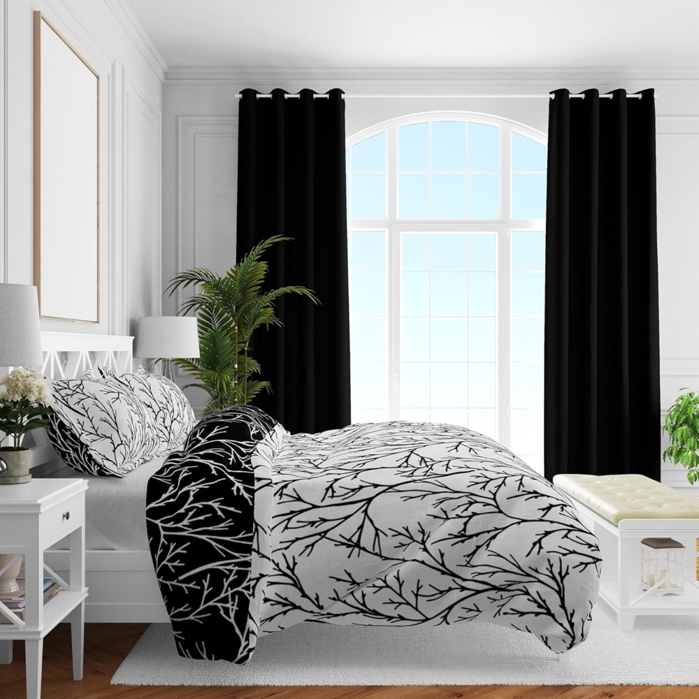 Brielle Bettwäsche Mako Satin Wendebettwäsche-Set - 2-tlg - Schwarz-Weiss, 2 teilig, Mit Reißverschluss, 100% Baumwolle Bild 1