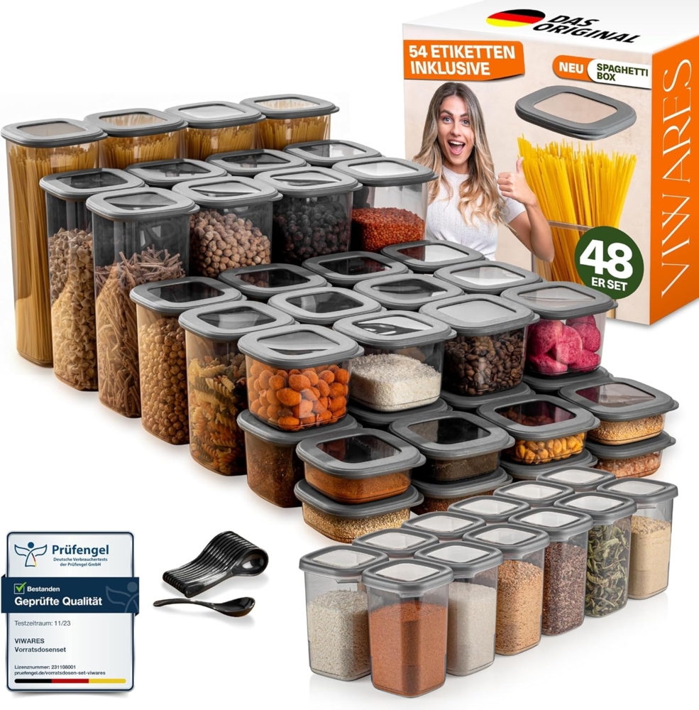 Viwares Vorratsdosen mit Deckel Luftdicht, 48er Vorratsbehälter Set BPA-Frei, Vorratsdose zur Müsli Mehl Aufbewahrung Küche, Praktische Organizer Küche, Frischhaltedosen für Lebensmittelaufbewahrung Bild 1
