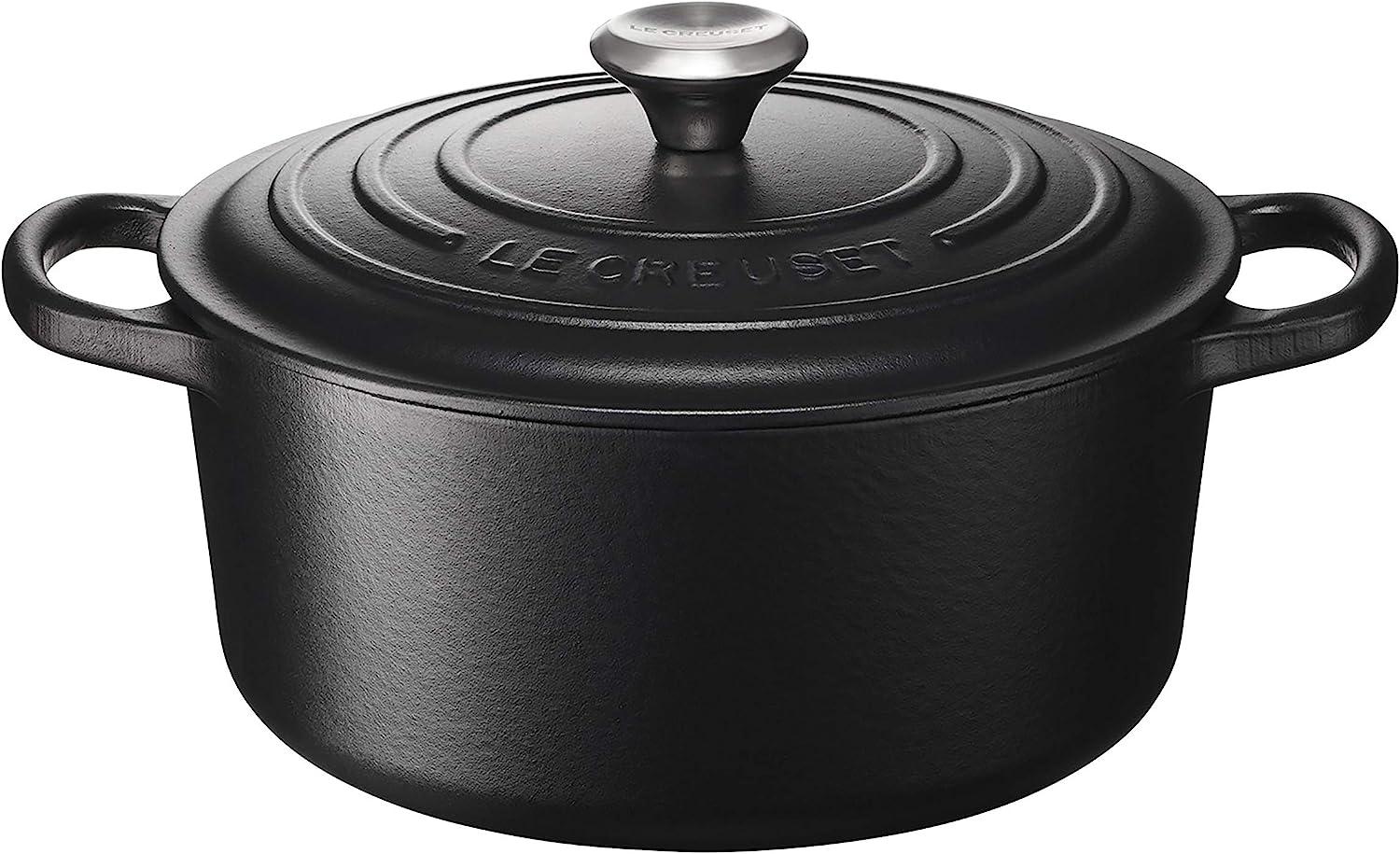 Le Creuset Signature Gusseisen-Bräter mit Deckel, Für alle Herdarten und Induktion geeignet, Rund, Schwarz, 22,0 cm, 3.3 Bild 1