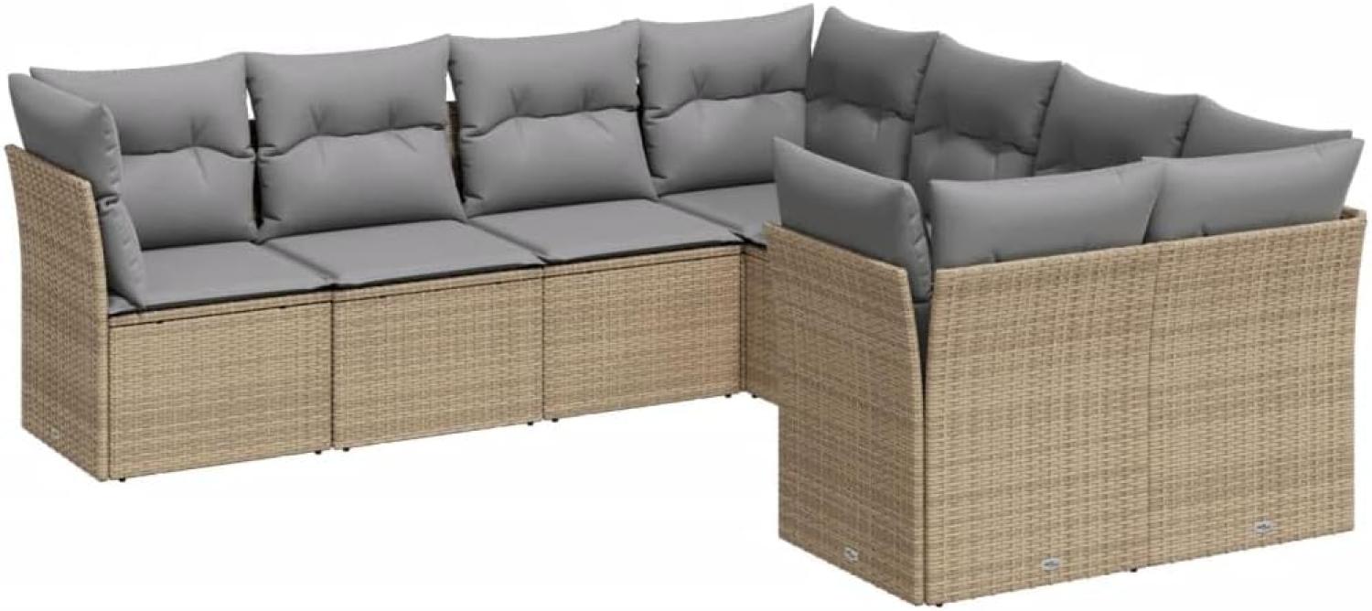 vidaXL 8-tlg. Garten-Sofagarnitur mit Kissen Beige Poly Rattan 3218589 Bild 1