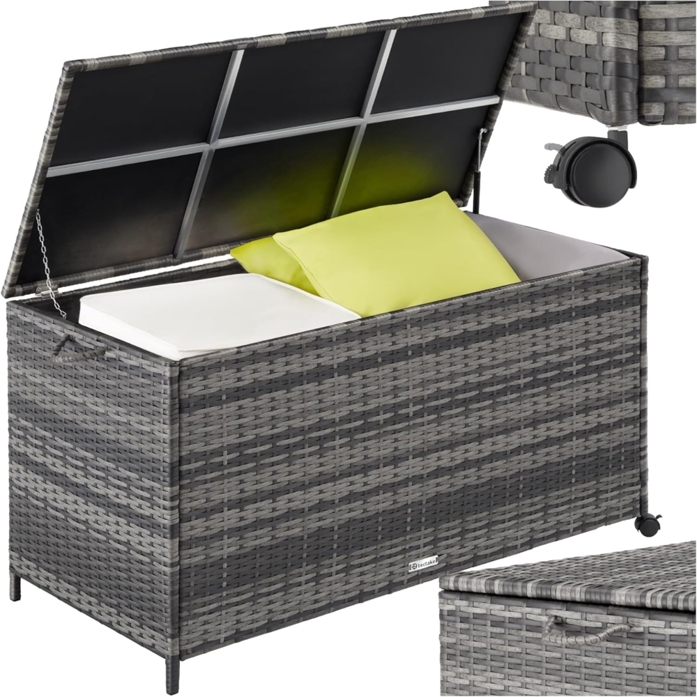 tectake Gartenbox Auflagenbox (1 St, Auflagenbox), Aufbewahrungsbox mit Aluminiumgestell und Rattangeflecht Bild 1
