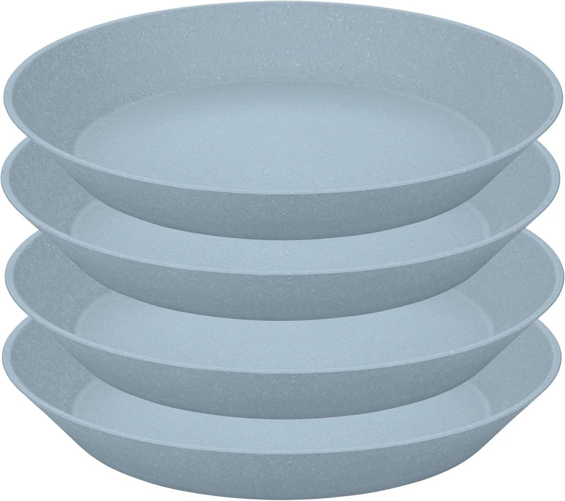 Koziol Tiefer Teller Connect Plate 4er Set, Suppenteller, Biozirkulärer Kunststoff, Nature Flower Blue, 24 cm, 7143716 Bild 1