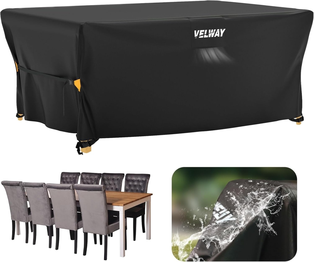 Velway Abdeckung für Gartenmöbel Wasserdicht - 242 x 162 x 100 cm Rechteckig Schutzhülle Winddicht Loungemöbel Abdeckung Abdeckhauben für Gartentische Sitzgruppe Terrassenmöbel Schwarz Bild 1