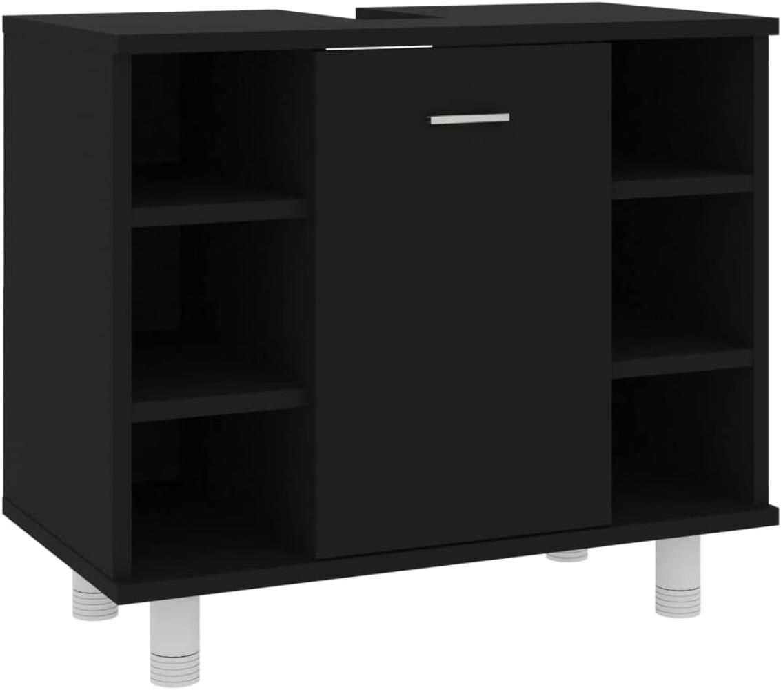 vidaXL Badezimmerschrank Schwarz 60x32x53,5 cm Holzwerkstoff 802634 Bild 1