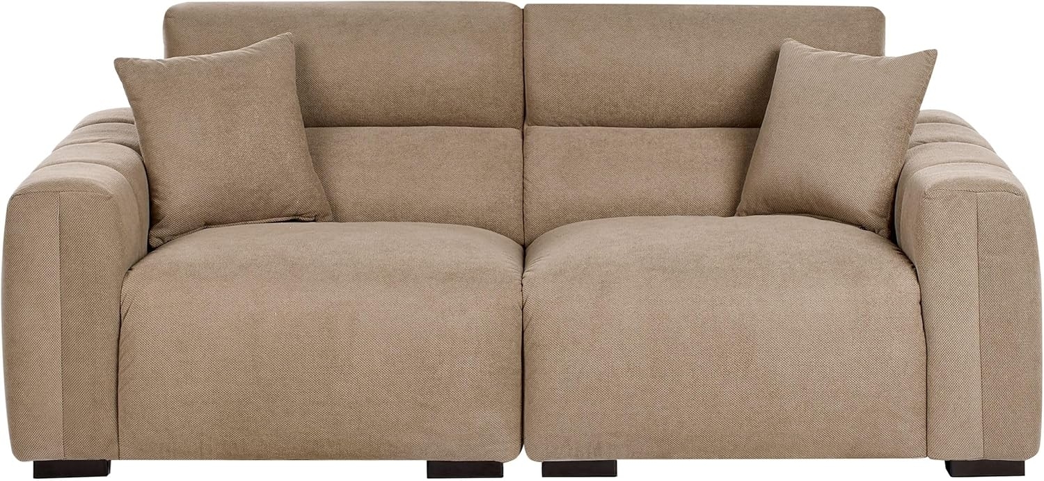 Sofa 3-Sitzer FAUSKAN Stoff Hellbraun Bild 1