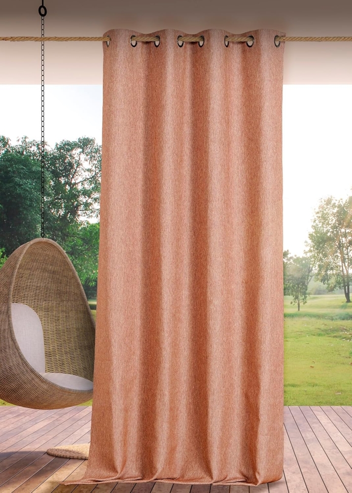 Linder Outdoor-Vorhang, wasserabweisend, gewebt und gefärbt in Frankreich, mit Ösen, antioxidativ, Farbe: Rosa, Quarz, meliert, Maße: 140x265 cm, 100% Polypropylen, Kollektion Rooftop Bild 1