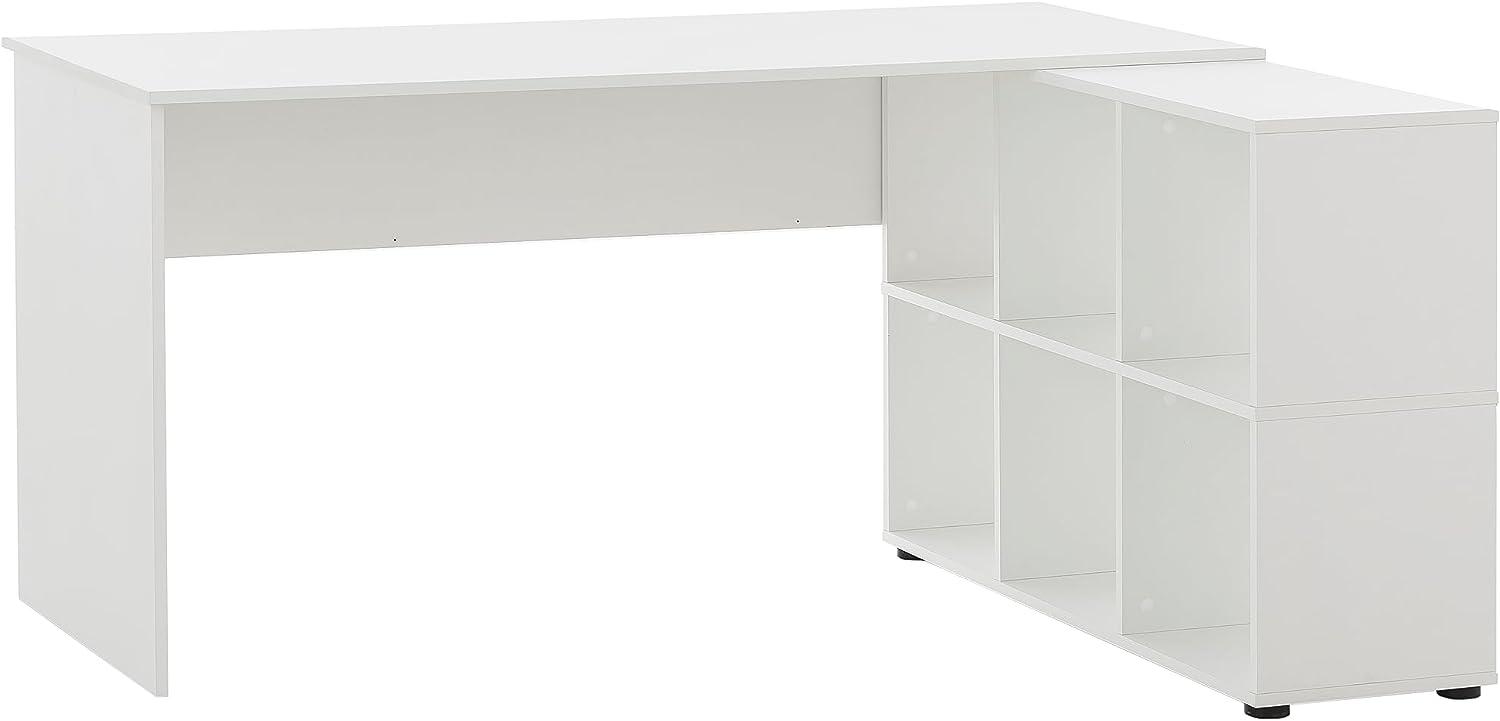 SCHILDMEYER Schreibtisch Bürotisch Computertisch Ablage Weiß 150x73,6x121,6 cm Bild 1