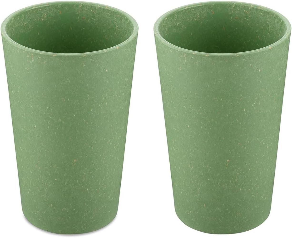 Koziol Becher 2er-Set Connect Cup L, Trinkgläser, Kunststoff-Holz-Mix, Nature Leaf Green, 350 ml, 7022703 Bild 1