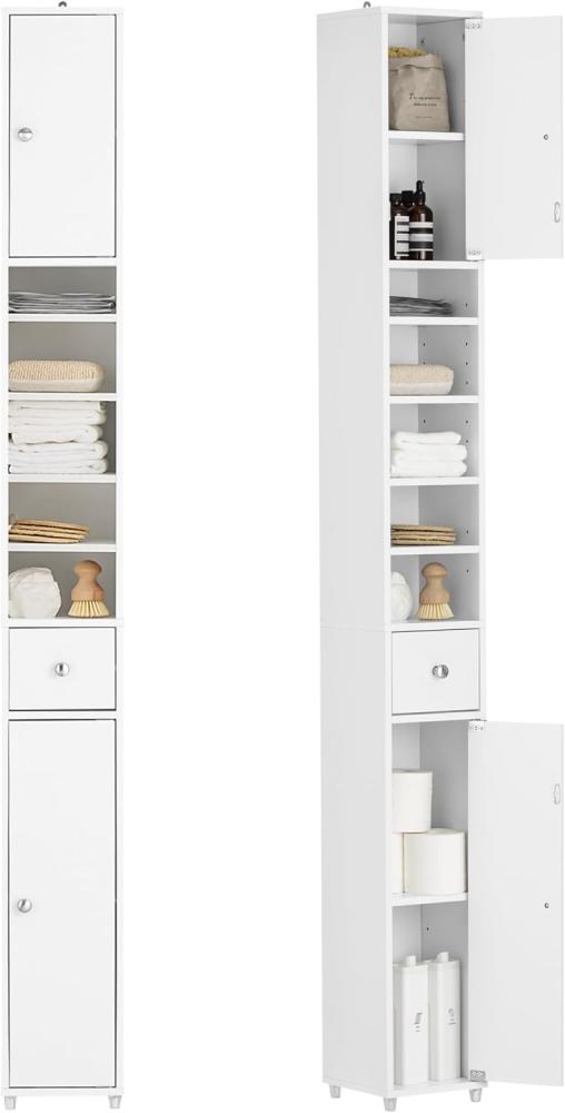 Badezimmerschrank mit 5 Fächern und 1 Schublade MDF Weiß BZR34-W Bild 1