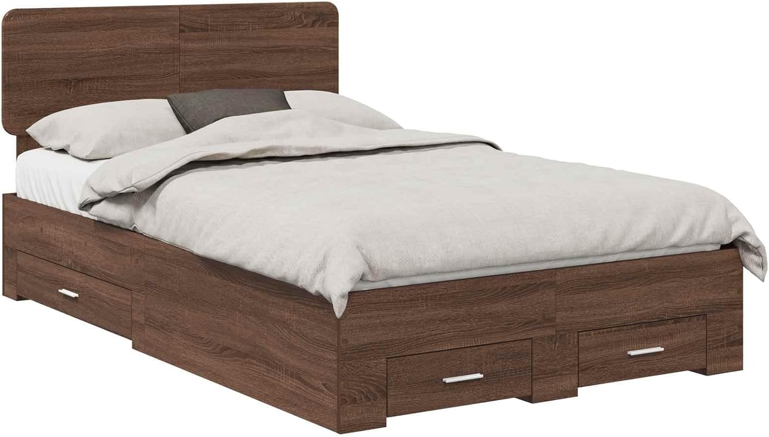 vidaXL Bettrahmen Braun Eichen-Optik 135x190 cm Holzwerkstoff 3412388 Bild 1
