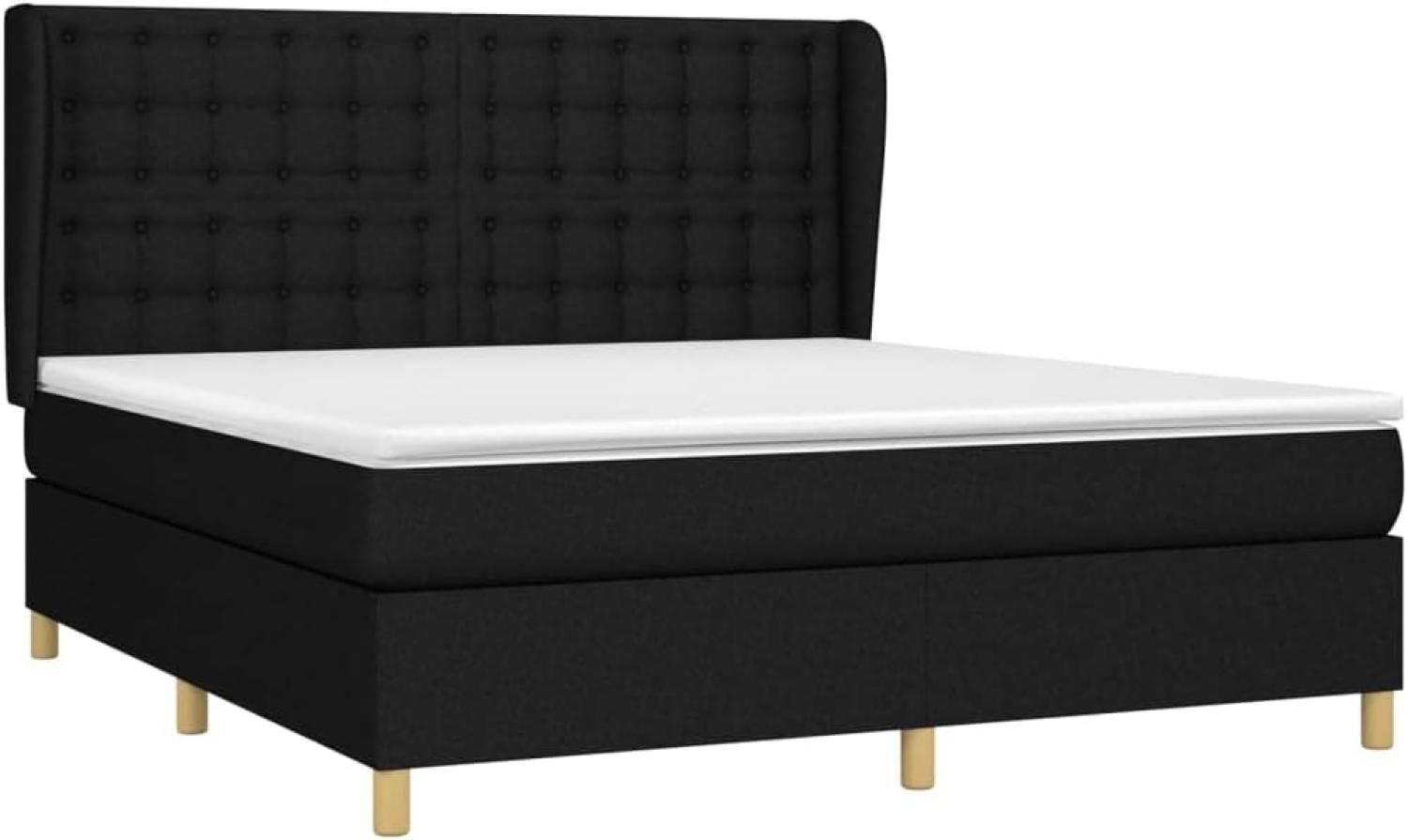 vidaXL Boxspringbett mit Matratze Schwarz 180x200 cm Stoff 3128863 Bild 1