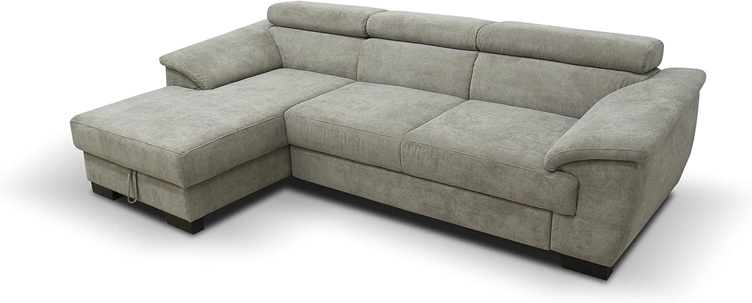 Domo Collection David Sofa, Ecksofa mit Rückenfunktion, Eckcouch, 272 x 166 cm, Funktionssofa mit Federkern in beige-braun Bild 1