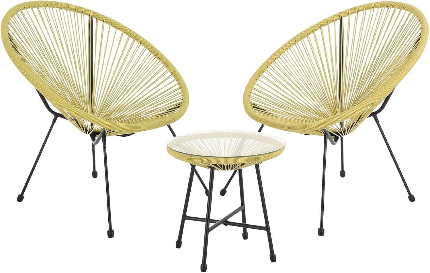 SVITA 'Bali' Balkon-Möbel, 3-TLG., Polyrattan Gelb Bild 1