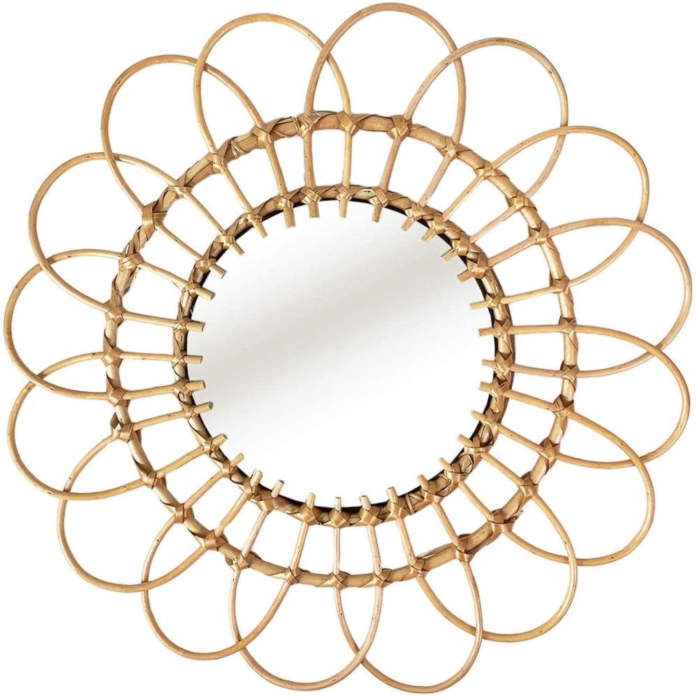 Hängespiegel Dekospiegel Wandspiegel aus Rattan in Blumenform Ø 50cm Bild 1