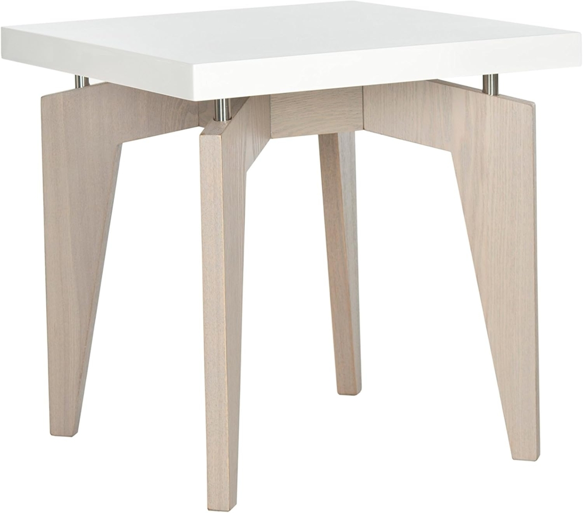 Safavieh Lackierter Beistelltisch, Metall, weiß/steinfarbenes Graubraun, 49 x 49 x 49.78 cm Bild 1