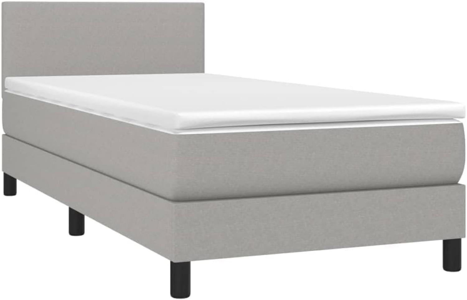 vidaXL Boxspringbett mit Matratze, Stoff, Hellgrau, 100 x 200 cm, H2 Bild 1