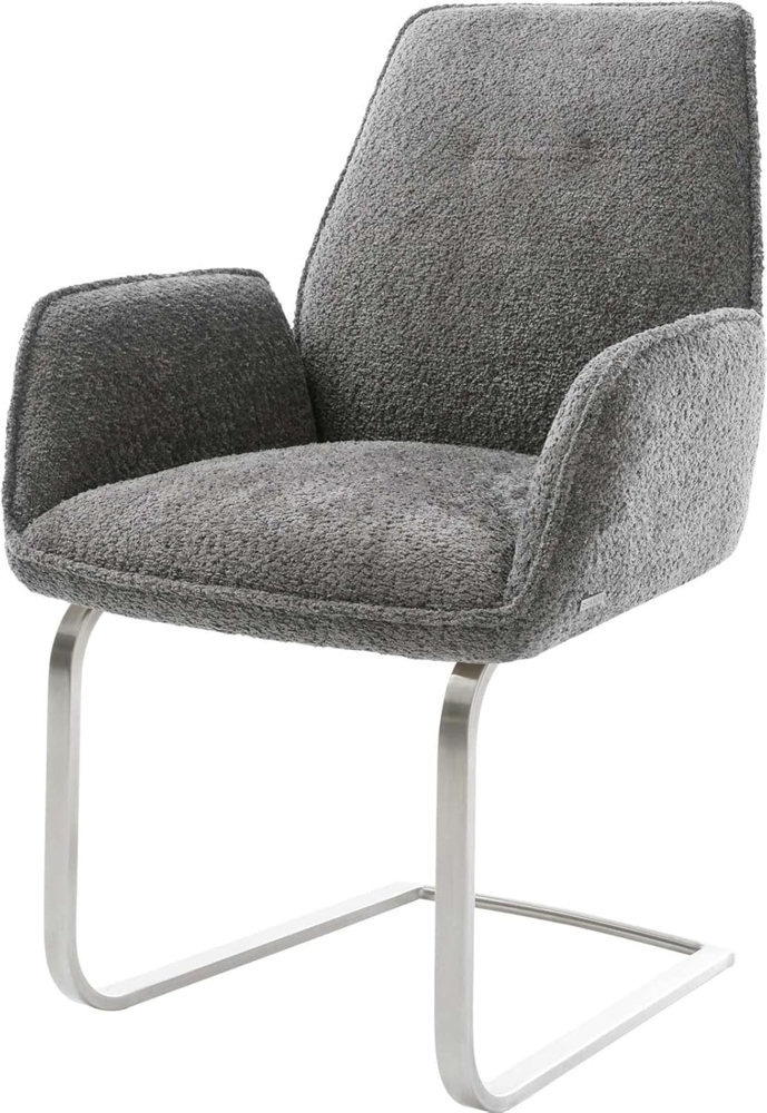 Freischwinger Zoa-Flex Bouclé Grau Freischwinger flach Edelstahl Taschenfederkern Bild 1