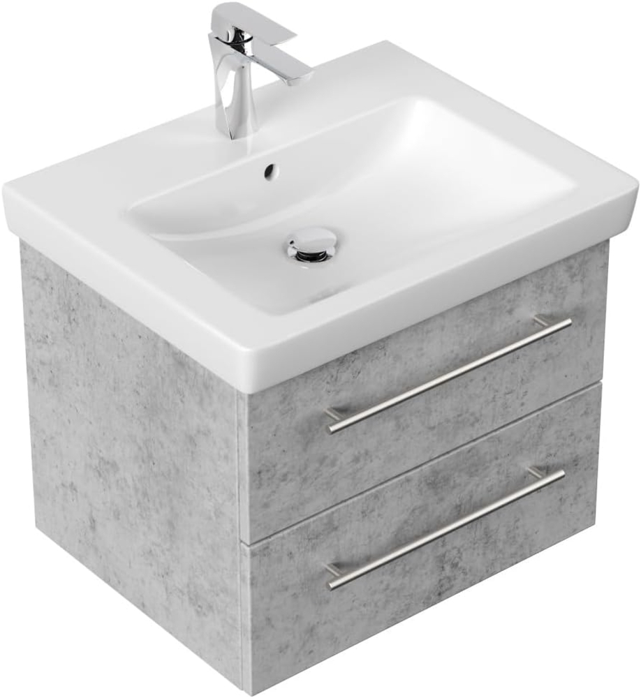 Badmöbel mit Villeroy & Boch Subway 2.0 Waschbecken 60 cm SoftClose beton : Beton Bild 1