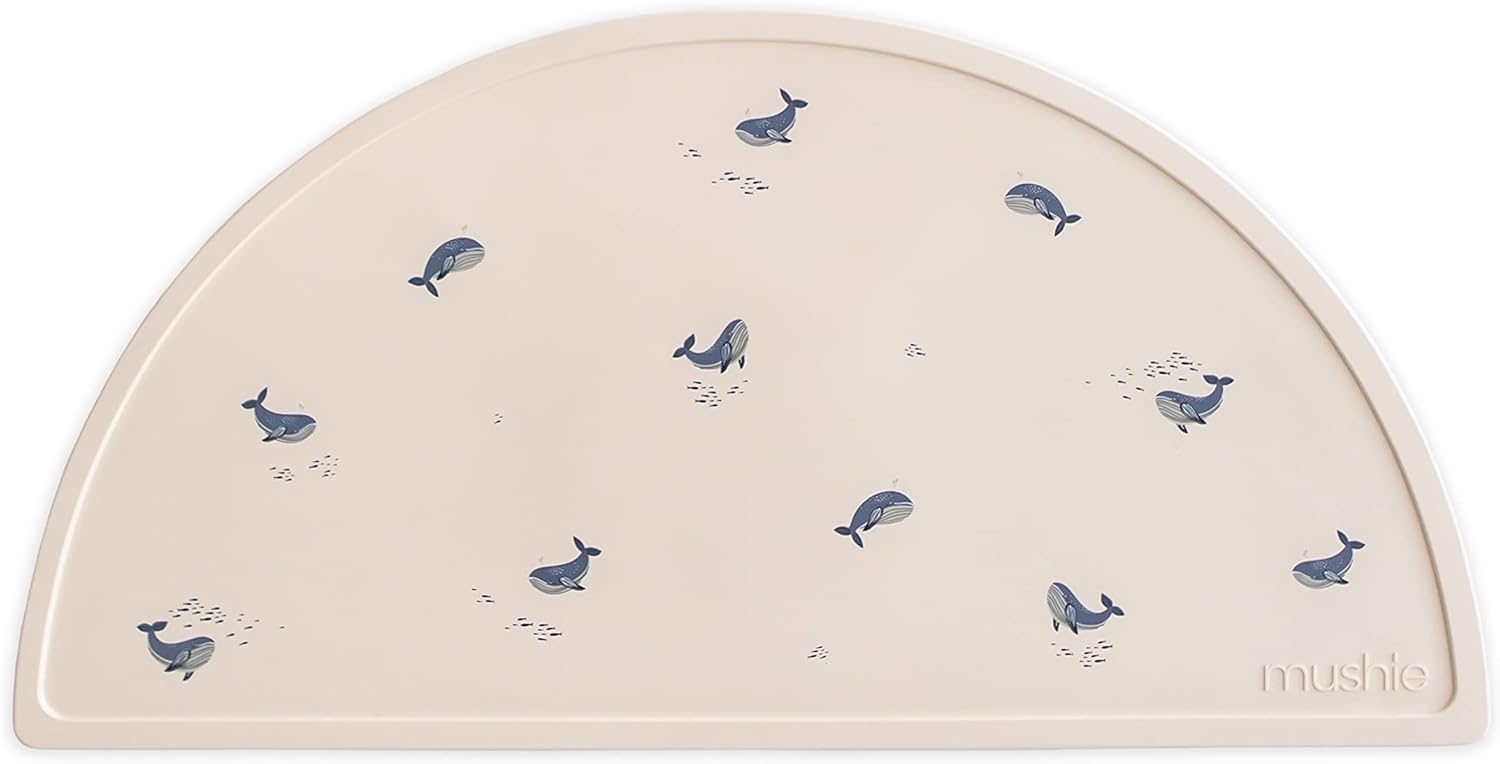 Mushie Silikon-Lätzchen Whales Blau Bild 1