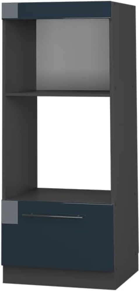 Vicco Mikrowellenschrank Fame-Line Anthrazit Dunkelblau Hochglanz 60 cm mit Schublade Bild 1