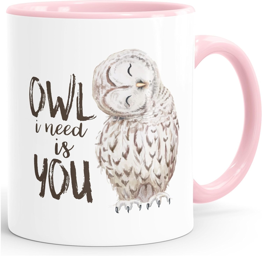 MoonWorks Tasse ''Kaffee-Tasse Eule Owl I need is you Liebe Spruch Geschenk Valentinstag Weihnachten Ehe Partnerschaft MoonWorks'' Bild 1