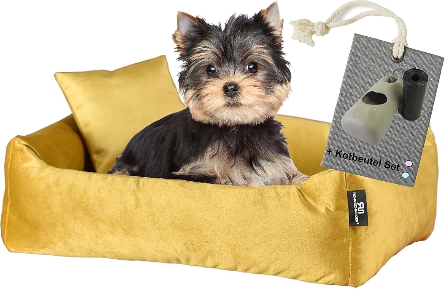 Rohrschneider Tierbett Hundebett Kuschelsofa Hund Samtstoff Weich, inkl. Gassibeutel Bild 1