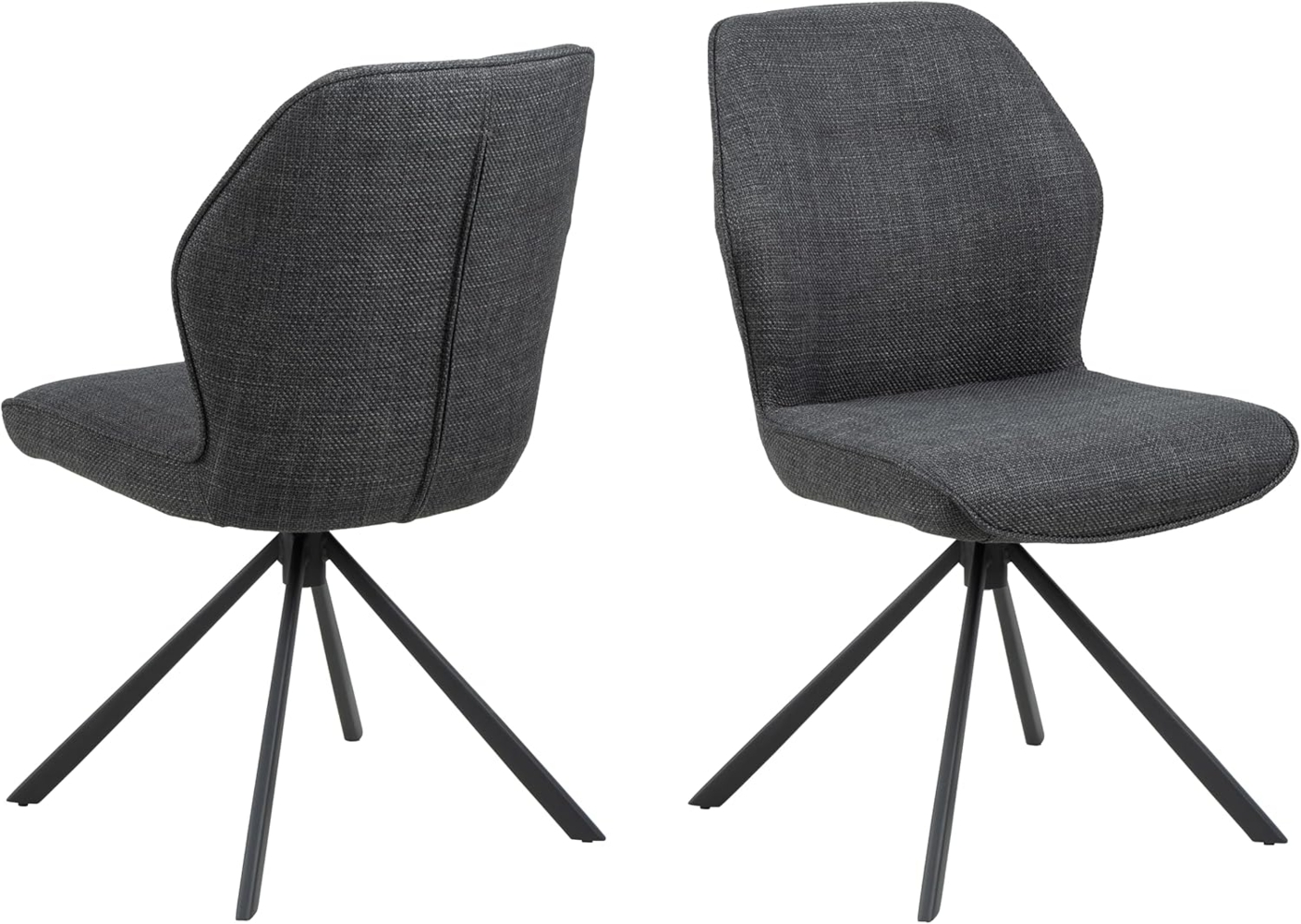 AC Design Furniture Aurelia 2er Set Esszimmerstühle mit Bezug in Dunkelgrau und Schwarzen Stahlbeinen mit Drehfunktion, Küchenstühle Ohne Armlehne, Esszimmermöbel, B: 51 x H: 88,5 x T: 61,5 cm Bild 1
