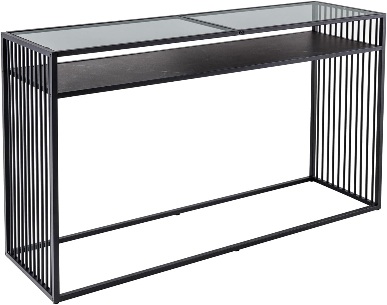 riess-ambiente Konsolentisch ARCHITECTURE 120cm graphit / schwarz (Einzelartikel, 1-St), Wohnzimmer · Glas · Metall · Marmor-Optik · Flur · Industrial Design Bild 1