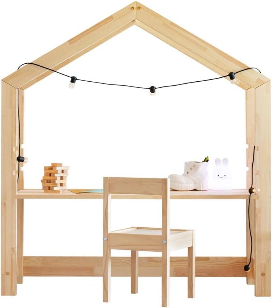 Selsey Young – Kinderschreibtisch in Hausform aus Kiefernholz höhenverstellbar 117 x 111 x 40 cm Bild 1