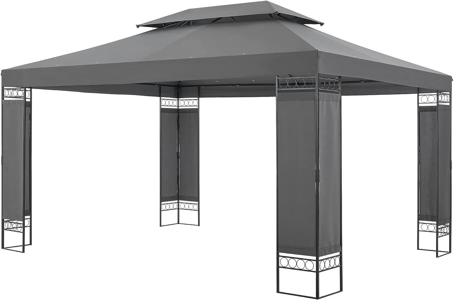 Festzelt Lanciano Pavillon 400x300x265cm Dunkelgrau [en. casa] Bild 1