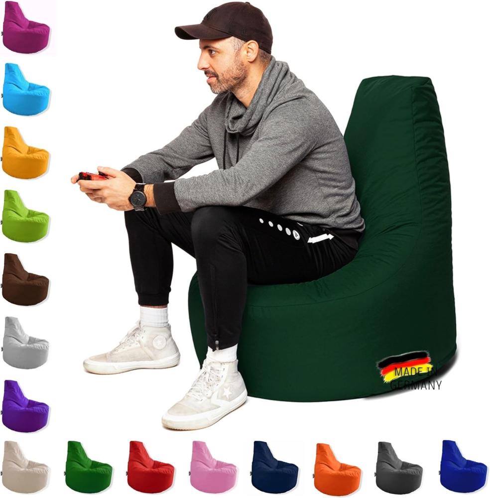 Patchhome Gamer Kissen Lounge Kissen Sitzsack Sessel Sitzkissen In & Outdoor geeignet fertig befüllt | Dunkelgrün - Ø 75cm x Höhe 80cm - in 2 Größen und 25 Farben Bild 1