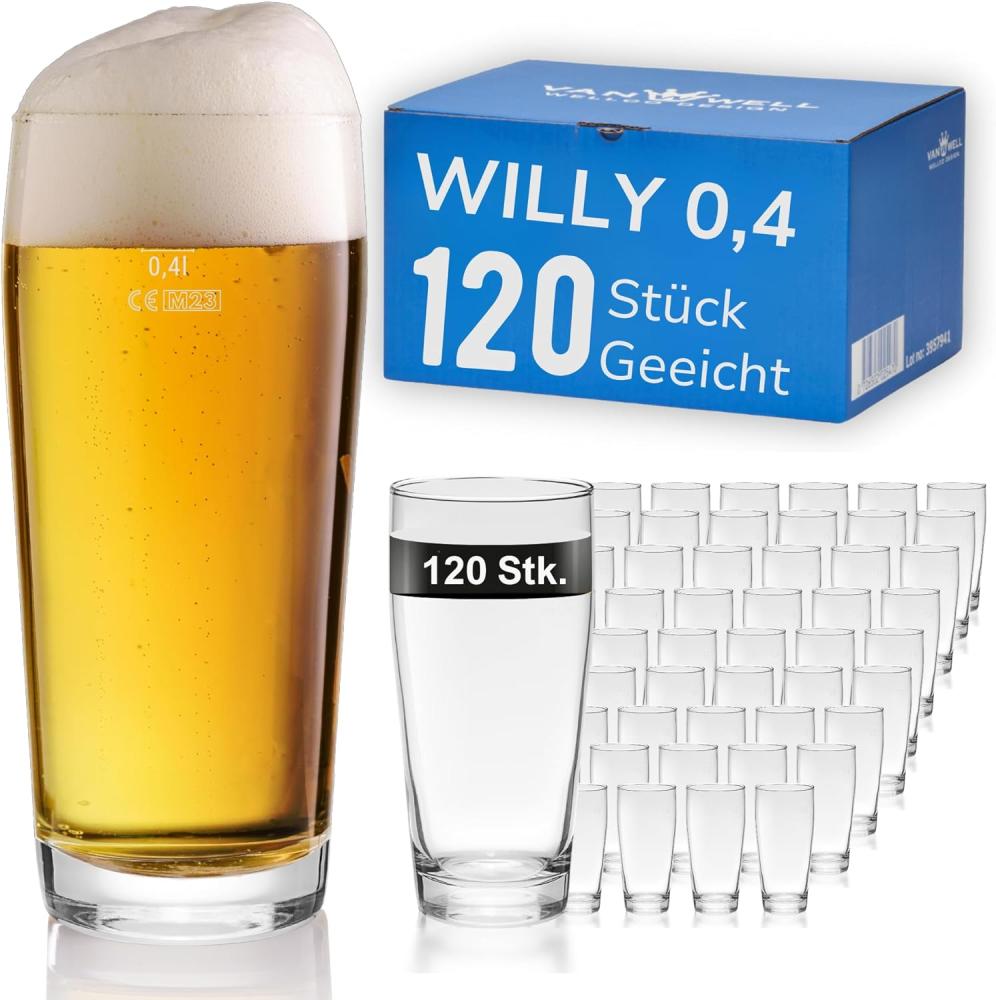 120er Set Bierglas Willibecher 0,4l geeicht Biergläser Tumbler perfekt geeignet für Gastronomie Bild 1