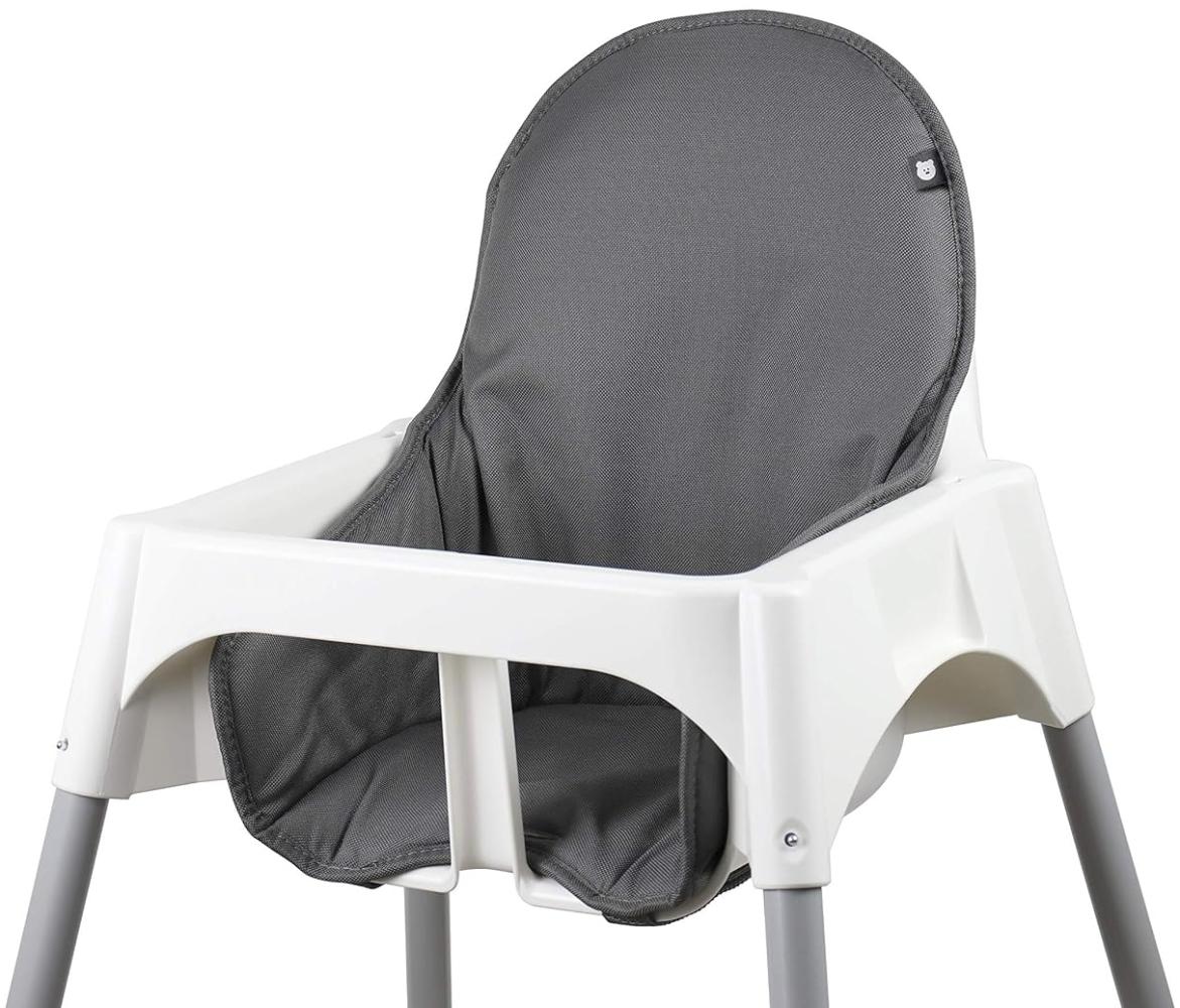 Tinydo® Hochstuhl-Sitzkissen optimal für IKEA Antilop und ähnliche Treppenhochstühle mit Memory-Schaum-Dämpfung Sitzverkleinerer-Auflage für Babystühle rutschfest pflegeleicht (dunkelgrau) Bild 1