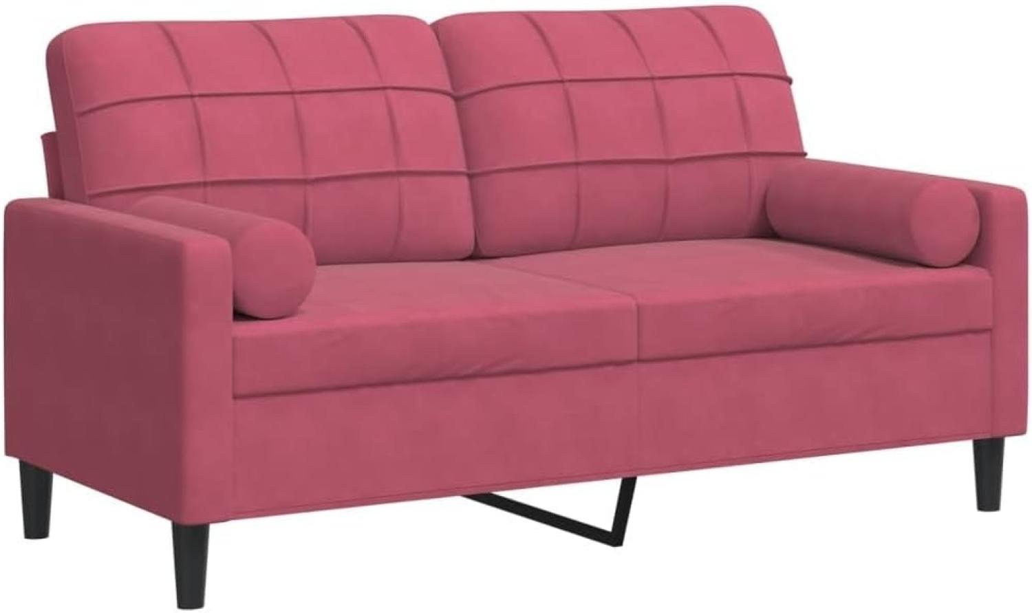 2-Sitzer-Sofa mit Zierkissen Weinrot 140 cm Samt 3278223 Bild 1