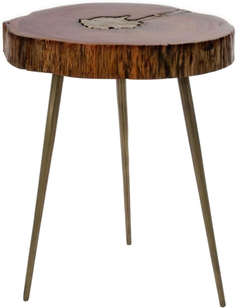 Beistelltisch Casa Blanca Klein 28 x 36 x 46 cm Holz dunkel mit Metallbeinen Bild 1