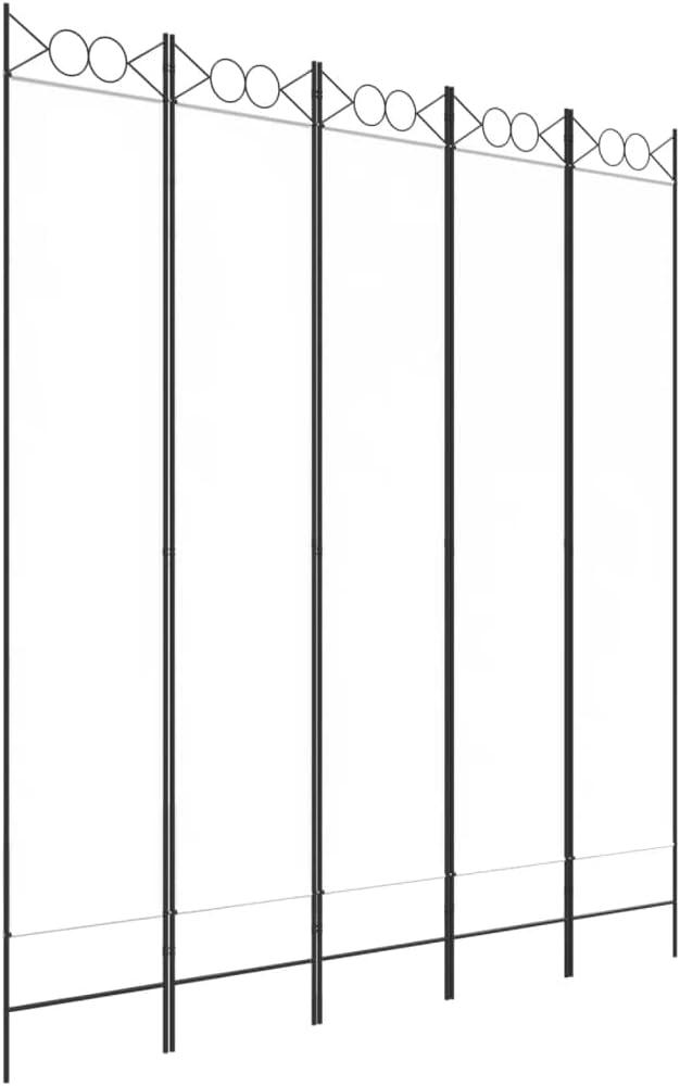 5-tlg. Paravent Weiß 200x220 cm Stoff Bild 1