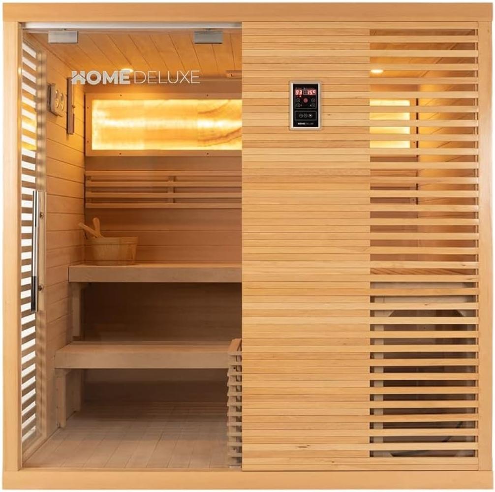 Home Deluxe 'Neola' Massivholzsauna für 5 Personen, inkl. Ofen, Hemlock-Holz natur, 200 x 160 x 200 cm Bild 1