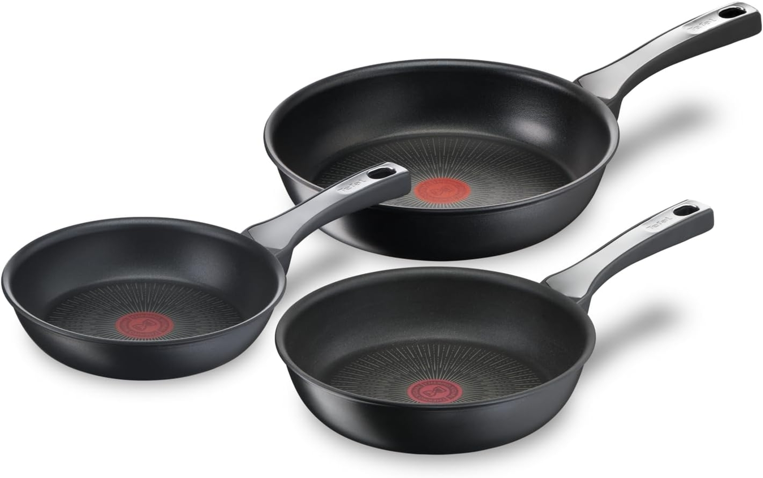 Tefal G25991 Unlimited On Pfannenset 3-teilig | mit kratzfester Titanium Antihaft-Beschichtung | Thermo-Signal | PFOA-frei | geeignet für Herdarten | Induktionsherde | 20 cm, 24 cm, 28 cm Bild 1