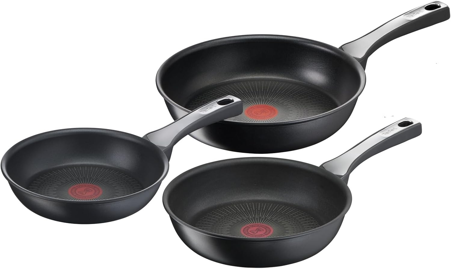 Tefal G25991 Unlimited On Pfannenset 3-teilig | mit kratzfester Titanium Antihaft-Beschichtung | Thermo-Signal | PFOA-frei | geeignet für Herdarten | Induktionsherde | 20 cm, 24 cm, 28 cm Bild 1