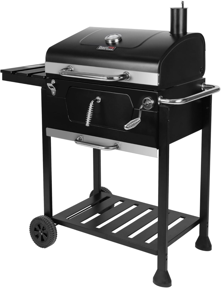 Royal Gourmet Holzkohlegrill Barbecue Grillwagen Smoker Grill Campinggrill Holzkohle Outdoor Kohlegrill Gartengrill Grillfläche 59 x 42 cm Schwarz Bild 1