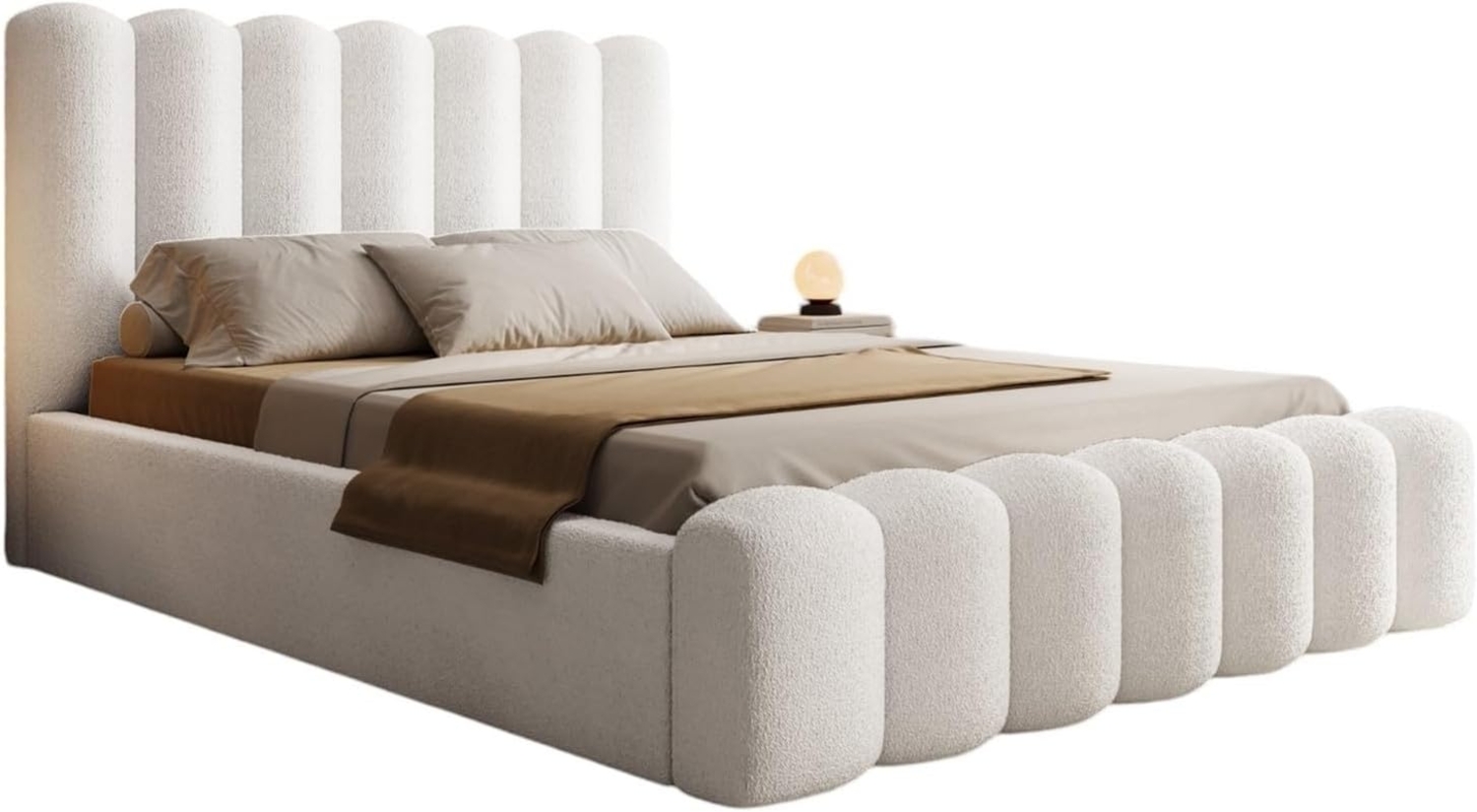 Polsterbett Bett MACON 140x200cm Komplettset in Stoff Ascot Weiß / Speed Bild 1