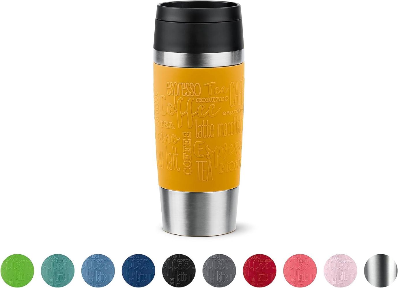 Emsa Thermobecher Travel Mug Classic, mit 360°-Trinköffnung, Edelstahl, Kunststoff, Silikon, 4h heiß, 8h kalt - 360 ml / 6h heiß, 12h kalt - 500 ml, 100% dicht Bild 1