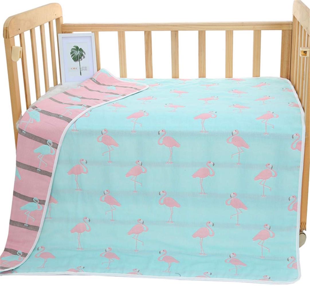 Hayisugar Babydecke Musselin Swaddle Pucktücher 6 Schichten Puckdecken 110x120 cm Kuscheldecke 100% Baumwolle | Erstlingsdecke, Pucktuch Kinderdecke für Mädchen Junge, Flamingo Bild 1