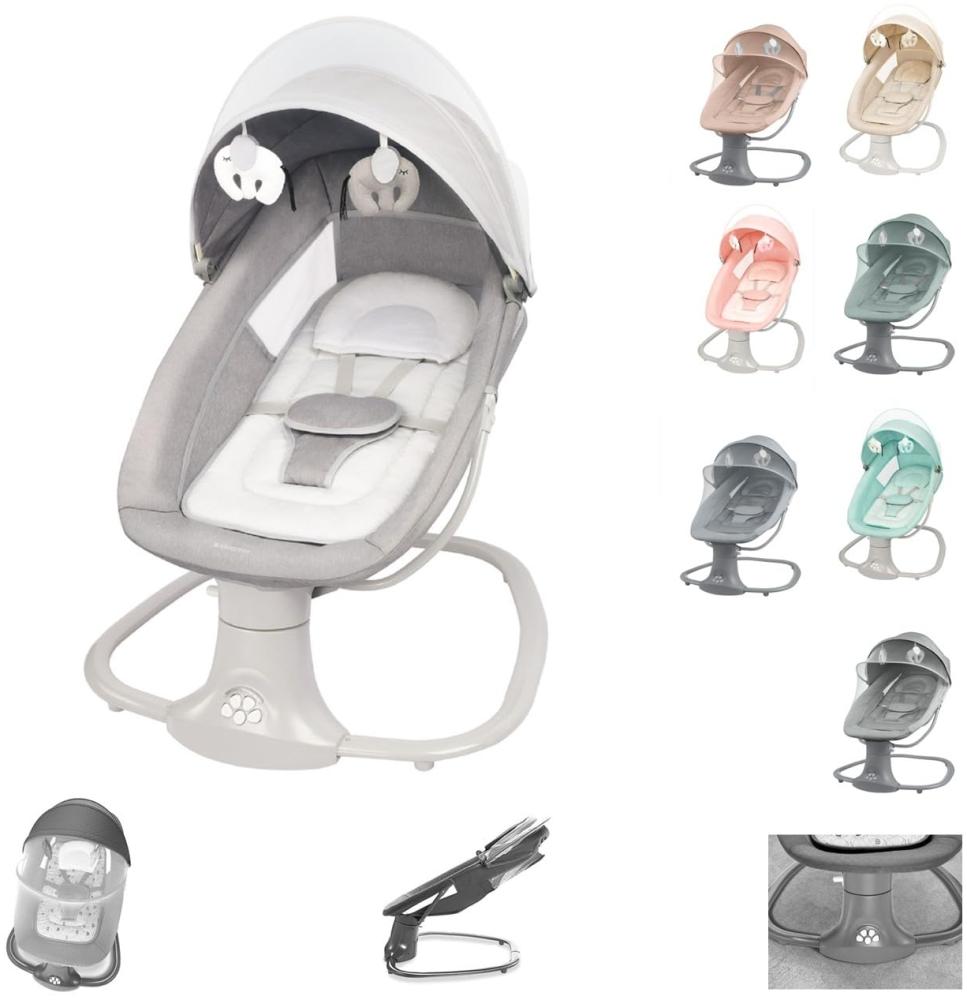 Kikkaboo Babywippe Winks 2 in 1 Stuhl, Moskitonetz, ​Timer, Musik, Fernbedienung hellgrau Bild 1